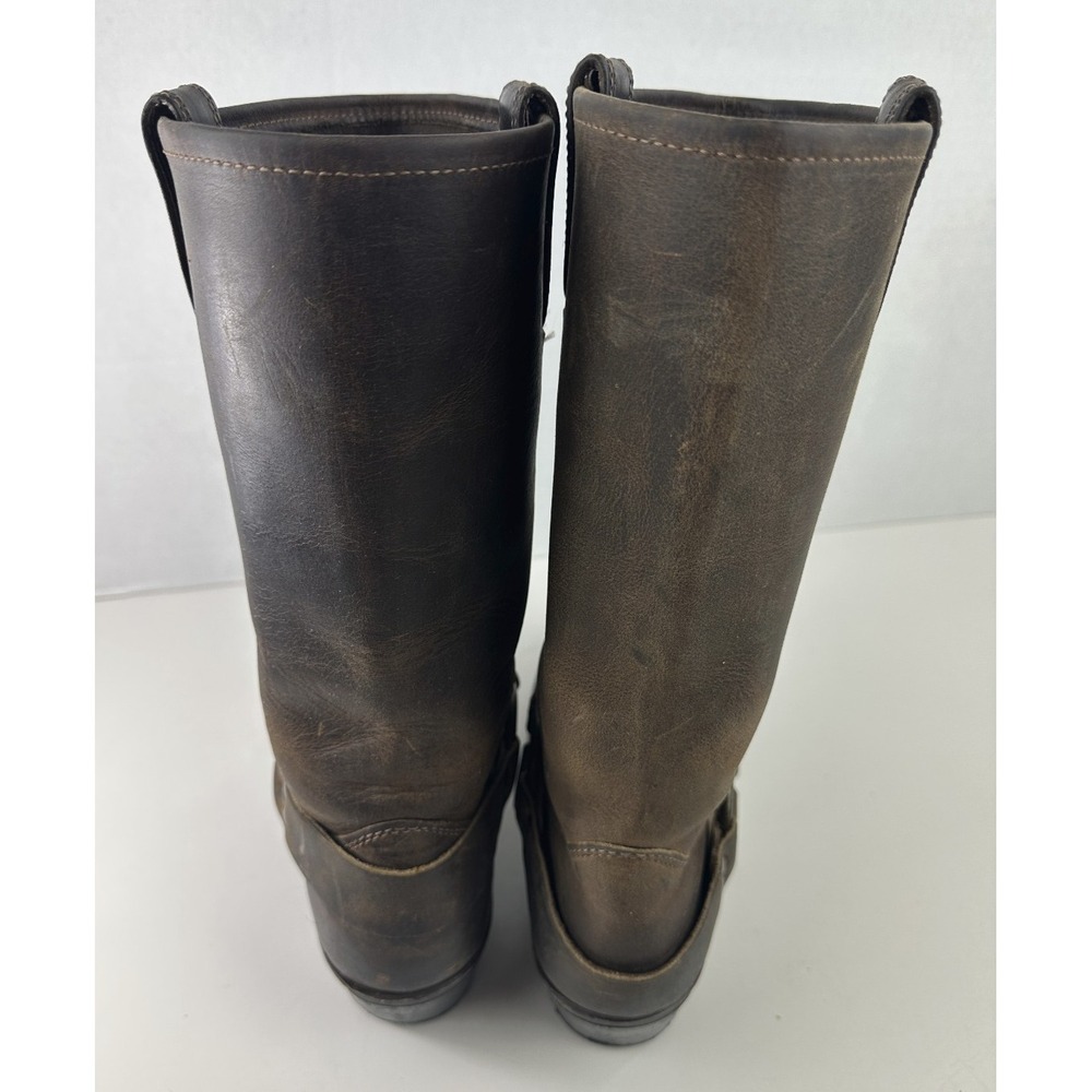 Frye Harness Boots Brown Leather Square Toe USA Made Men's 7.5 M Biker Moto - Picture 12 of 15